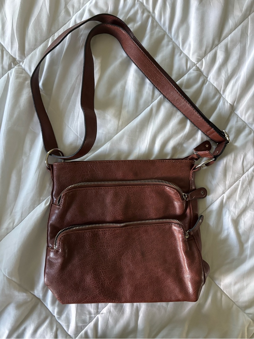 Naturalizer Rust Brown Leather Crossbody Bag